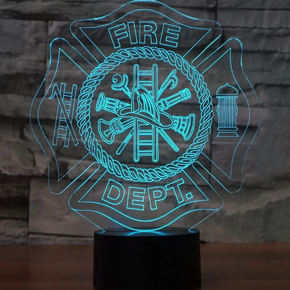 3D Led Спальня сна пожарной техники настольная лампа градиенты 7 Красочный пожарный ночник ребенком прикроватная Декор атмосфер