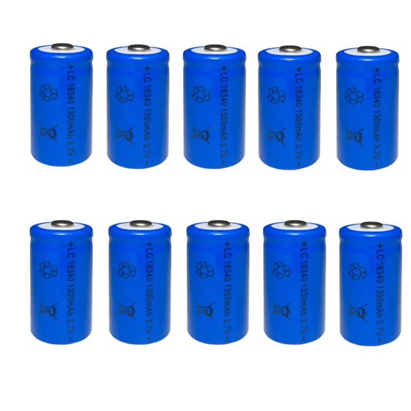 

1300mAh Lithium Li-ion 16340 Battery CR123A Rechargeable Batteries 3.7V CR123 for Laser Pen LED Flashlight