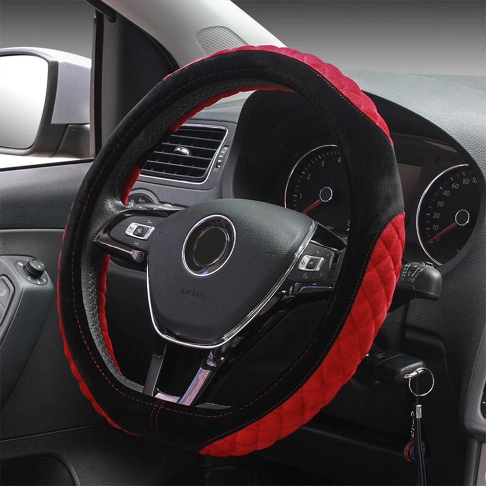 Winter Universal Soft Short Fur Car Steering Wheel Cover High density
