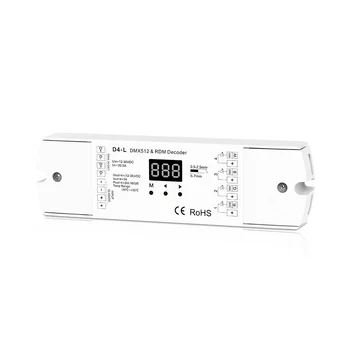 

PWM dimmer 4 channel driver RGBW/RGB DMX512 & RDM decoder with Push Switchs for DC12-24V led strip light PWM dimmer 5A driver