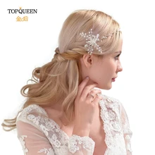 TOPQUEEN HP25 Свадебные Элегантные аксессуары Свадебные двойной гребень для волос с кристаллами бисером ручной работы женские модные аксессуары