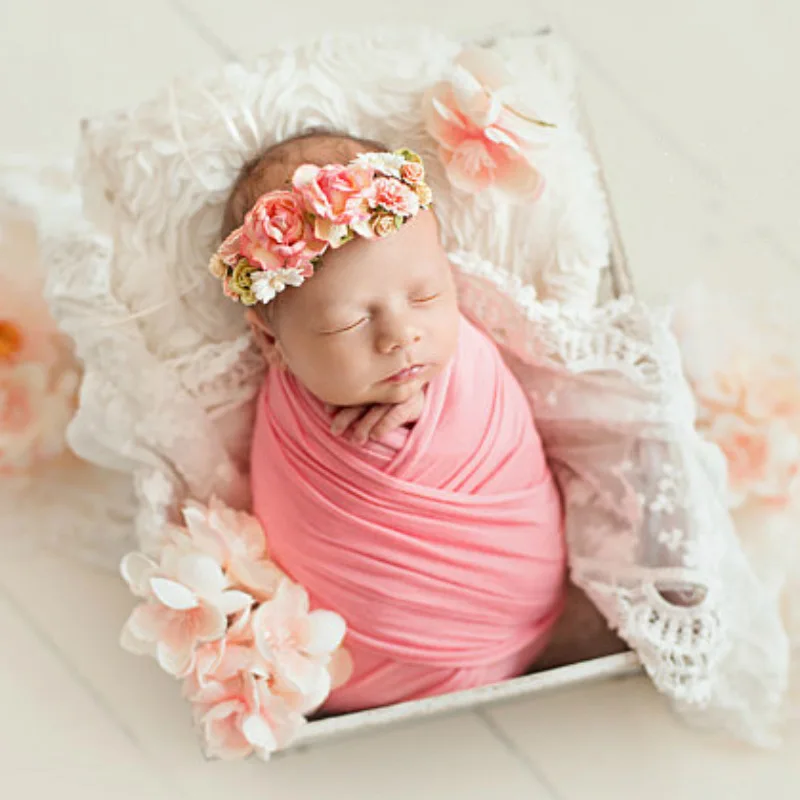 Стрейч-обертывание новорожденных реквизит для фотосессии аксессуары для маленьких мальчиков и девочек мягкие эластичные шарфы одеяло разноцветные пеленки
