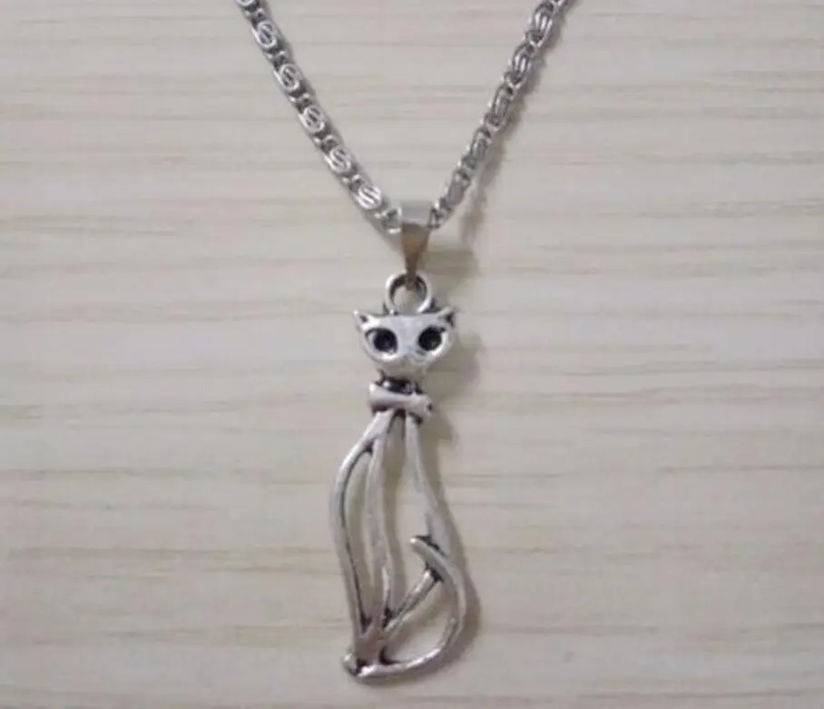 New Fashion Antique silver plated Cute Cat Charm Amulet Pendant Necklace Jewelry Findings Friendship Gift 1PCS | Украшения и