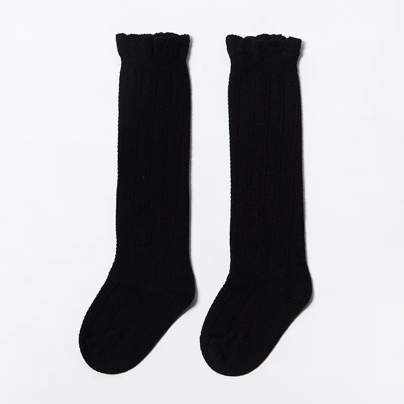 5 шт./партия, носки для маленьких мальчиков и девочек гольфы 5 однотонных цветов, Детские однотонные хлопковые длинные носки для детей 0-3 лет - Цвет: black