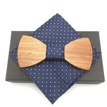 Brand Fashion Design Hollow Carved Retro Party Gift Wooden Bow Tie Handmade Bowtie Wedding Butterfly Real Wood Neckwear Tie