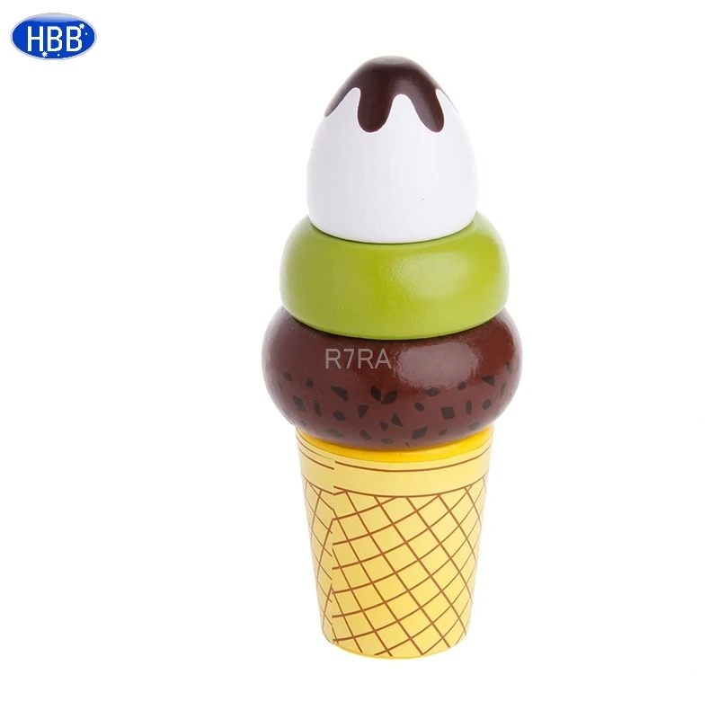 Ice cream Мороженое Детская ролевая игра Кухня фрукты Еда деревянная игрушка резка двух до шести лет модный детский набор подарки-TwFi - Цвет: Ice cream
