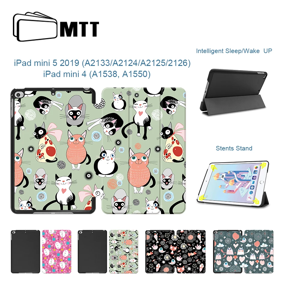 

MTT Cartoon Case For iPad Mini 5 7.9 inch PU Leather Flip Stand Smart Cover for iPad Mini 4 7.9'' Cute Cat Tablet Case funda