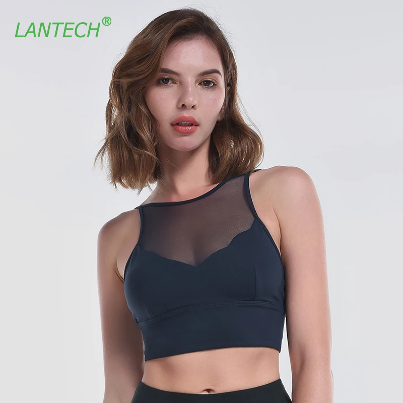 

LANTECH Women Sports Bra Jogging Yoga Running Sportswear Training Fitness Run Jogger Exercise Gym Bra Shockproof Push Up Mesh