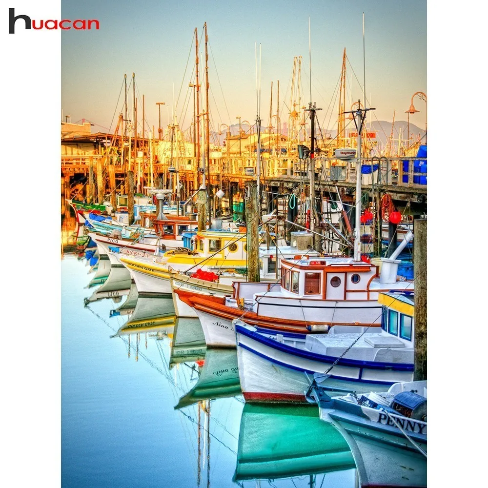 

HUACAN Diamond Painting Pier 3D Mosaic Cross Stitch Diamond Embroidery Landscape Full New Arrival Decoration Home DIY