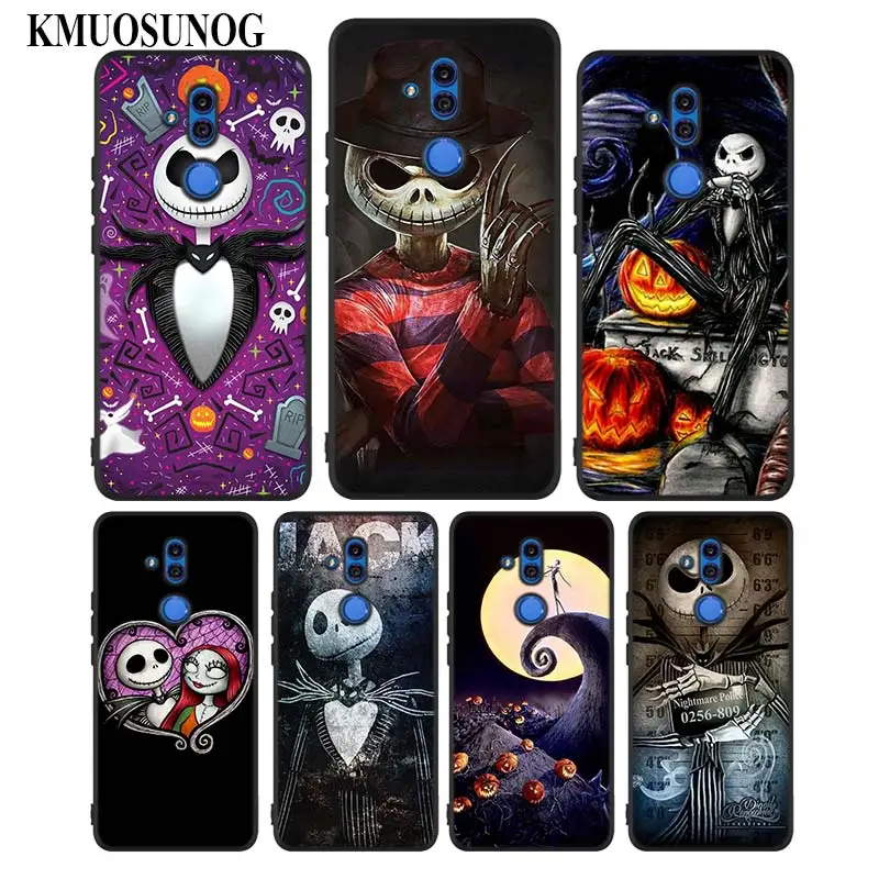 

For Huawei Honor Mate 7C 7A 8 8X 9 9N 10 20 Nova 3 3e 3i 4 Pro Lite Black Silicon Phone Case Hot Jack Skellington Style