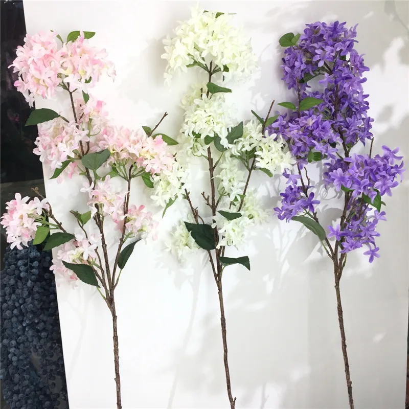 Flone 4 Branch Artificial Lilac Flowers Simulation Cherry Bouquet Fake Silk Flower Wedding Home Party Decor Floral Arrangement (7)