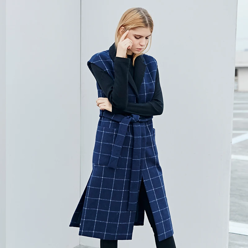 Polaris fox 2018 New Fashion Plaid Waistcoat Of women Hide Button Jacket Female sleeveless Blazer Splie Jacket Casual Outwear Coats