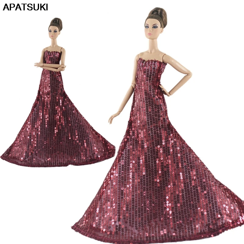 Sequin Mermaid Tail Doll Dress For 11.5/" 1//6 Doll Clothes Evening Party Gown Toy
