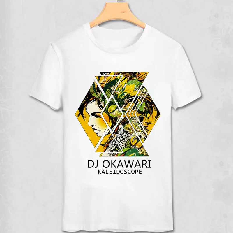1Janpan Dj Okawari T Shirt Disc Jockey Girl Flowers Leave Fantasy Design Cool Men T-shirt Music Artwork Vogue Fashion Brand Shirt