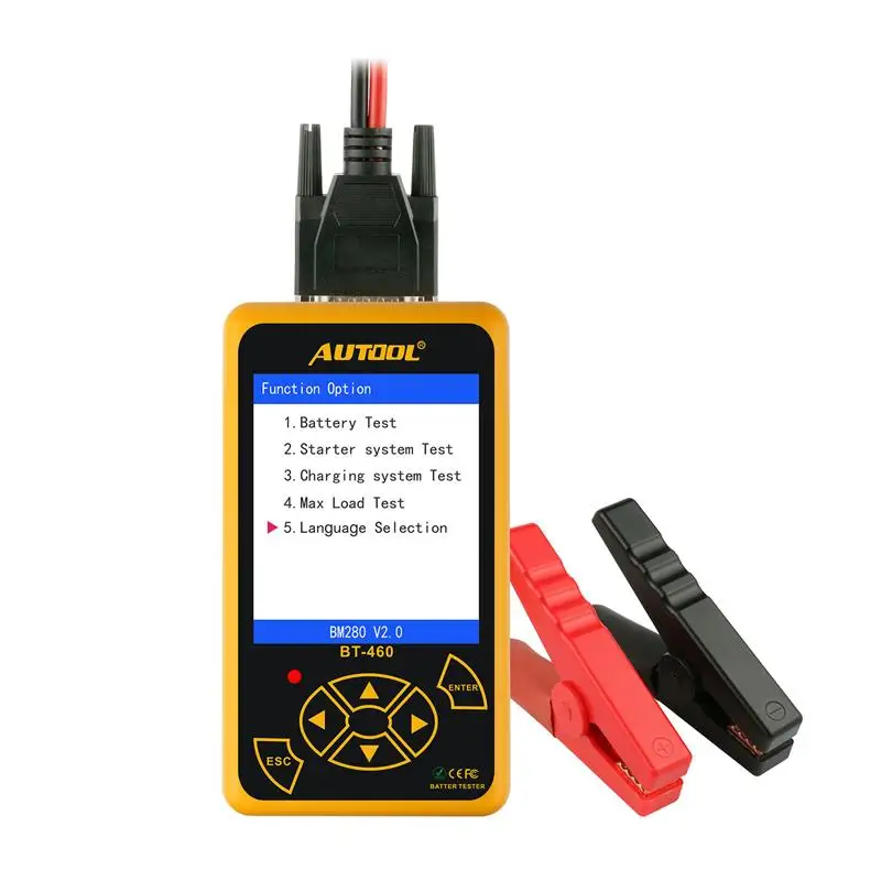 

BT460 Battery Tester Car 12V 24V Digital Analyzer Automotive Cranking Charger CCA Vehicle 4" TFT Auto Portable Diagnostic Tools