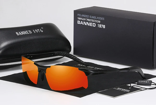 Алюминиево-магниевые весенние петли для женщин и мужчин, крутые поляризованные солнцезащитные очки с защитой от уф400 лучей, солнцезащитные очки с оригинальной коробкой - Цвет линз: orange