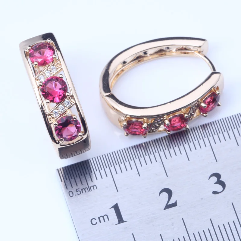 Блестящий розовый кристалл чешские серьги-петли для женщин цвета золота ювелирные изделия способа E242