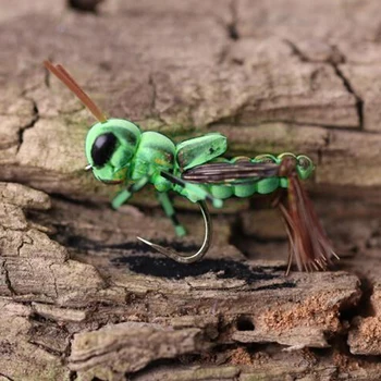 

1PCS Foam Insect Topwater Hook Fly Fishing Lure Popper Surface Dry Flies for Trout Fishing with Mustard