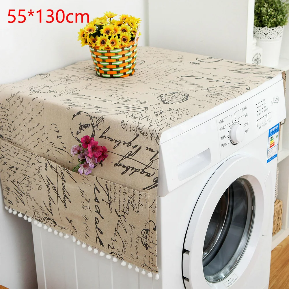 

Case Washing Machine Cover Household With Pockets Accessories Dustproof Washable For Kitchen Washer Lid Protector Floral Storage