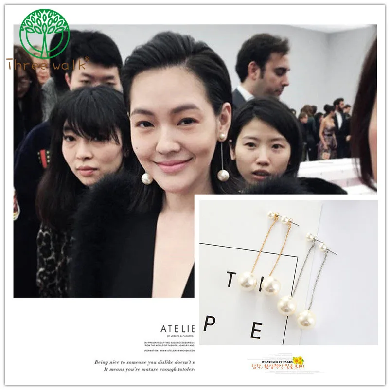 Одна пара модные дизайнерские длинные жемчужные серьги для женщин|long pearl