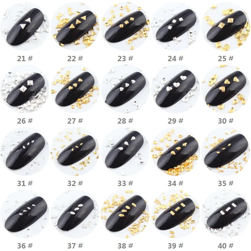 Японский тенденции моды Стиль металл тонкий матовый Nail Art заклепками круглый/прямоугольник/падение 500 шт./лот 290279 дизайн 01-26