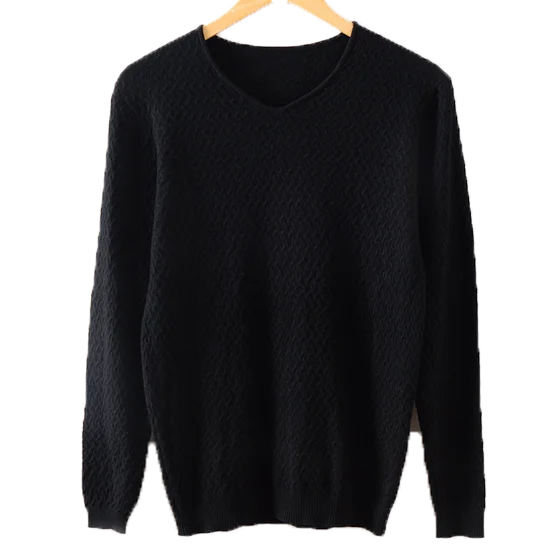 WEONEDREAM Модный облегающий свитер мужской классический пуловер мужской сплошной цвет v-образный вырез Pull Homme кашемировые шерстяные свитеры рубашка - Цвет: black