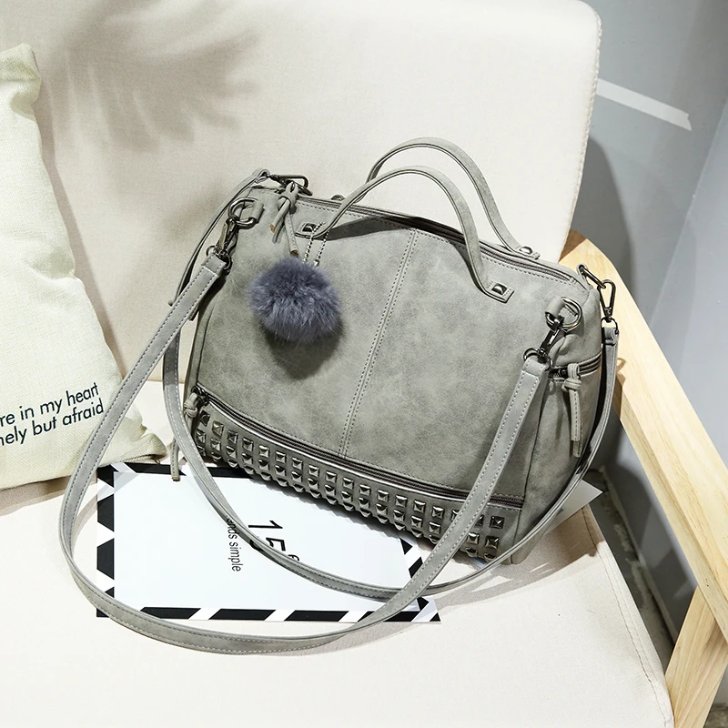 2017 خمر Nubuck جاكيت جلدي-حقائب بيد برشام المرأة أكياس حقيبة كتف دراجة نارية حقيبة ساعي Crossbody مع شعري محفظة