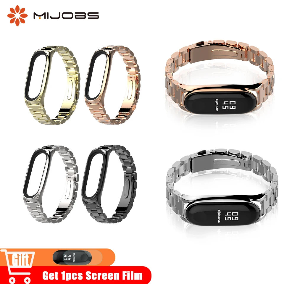 

Mijobs Mi Band 4 Metal Wrist Strap Stainless Steel for Xiaomi Mi Band 4 Bracelet Smart Watch MiBand3 Miband 3 Wristband Mi3 Band