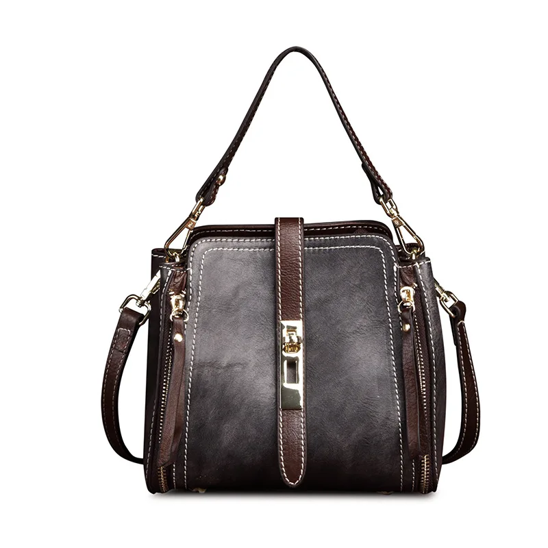 Женская сумка из натуральной кожи, высокое качество, сумка-мешок, для досуга, дизайнерская, известный бренд, Воловья кожа, на плечо, сумка-мессенджер, женская сумка - Цвет: Black