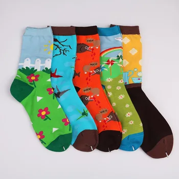 

Casual cotton Happy Socks rainbows harajuku hip hop beaches British Style Funny Colorful Flowers Funny Gift