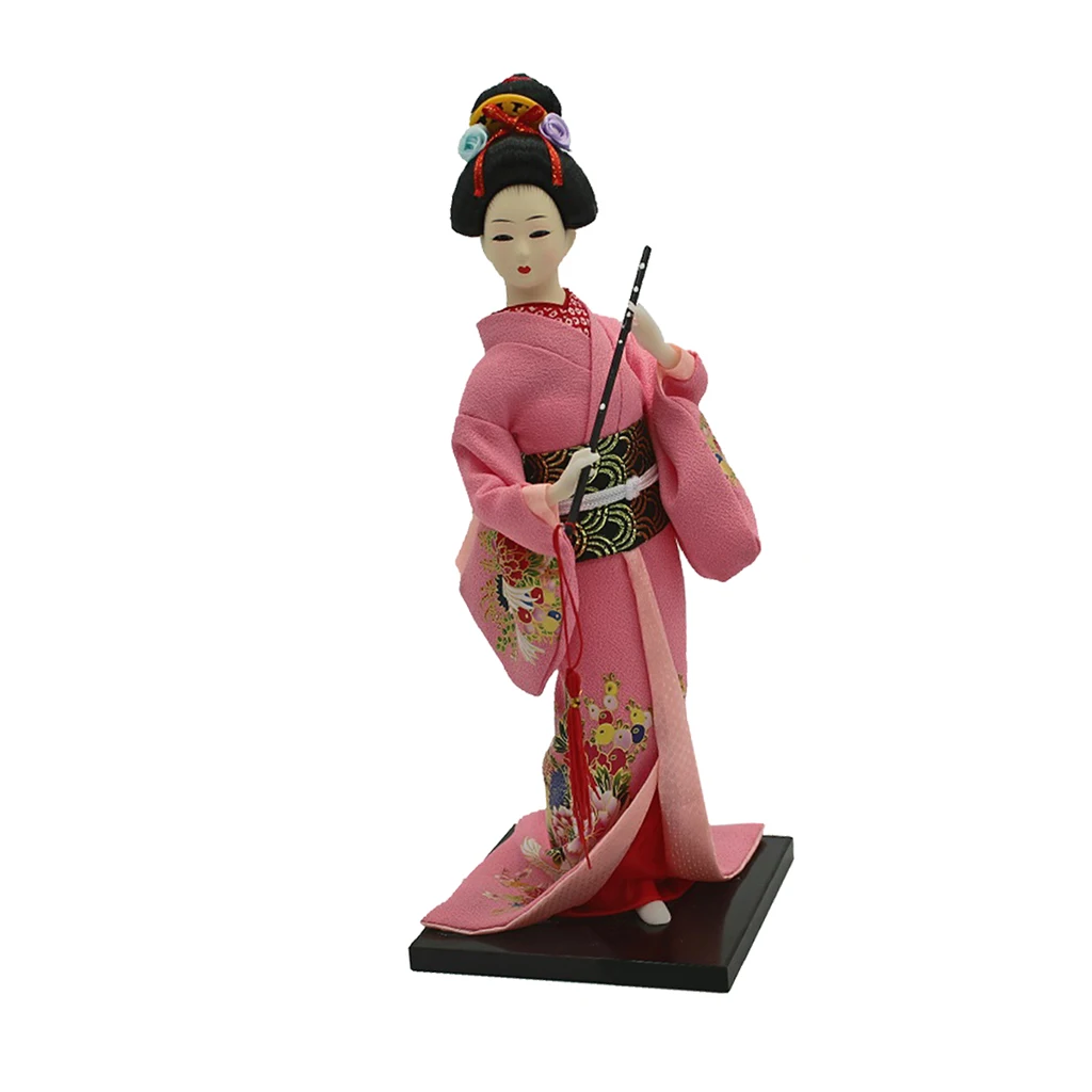 12 inch Japanese Geisha Doll Wearing Pink Kimono Dolls Gifts Adults Collectibles 30cm