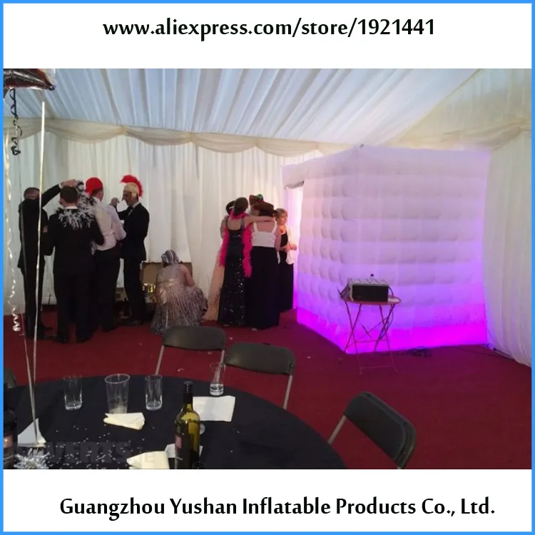 Cheap News 8.2ft*5.9ft*7.38ft mini Inflatable photo booth party Backdrop stand  with LED strip on bottom Inflatable Tent For party 3