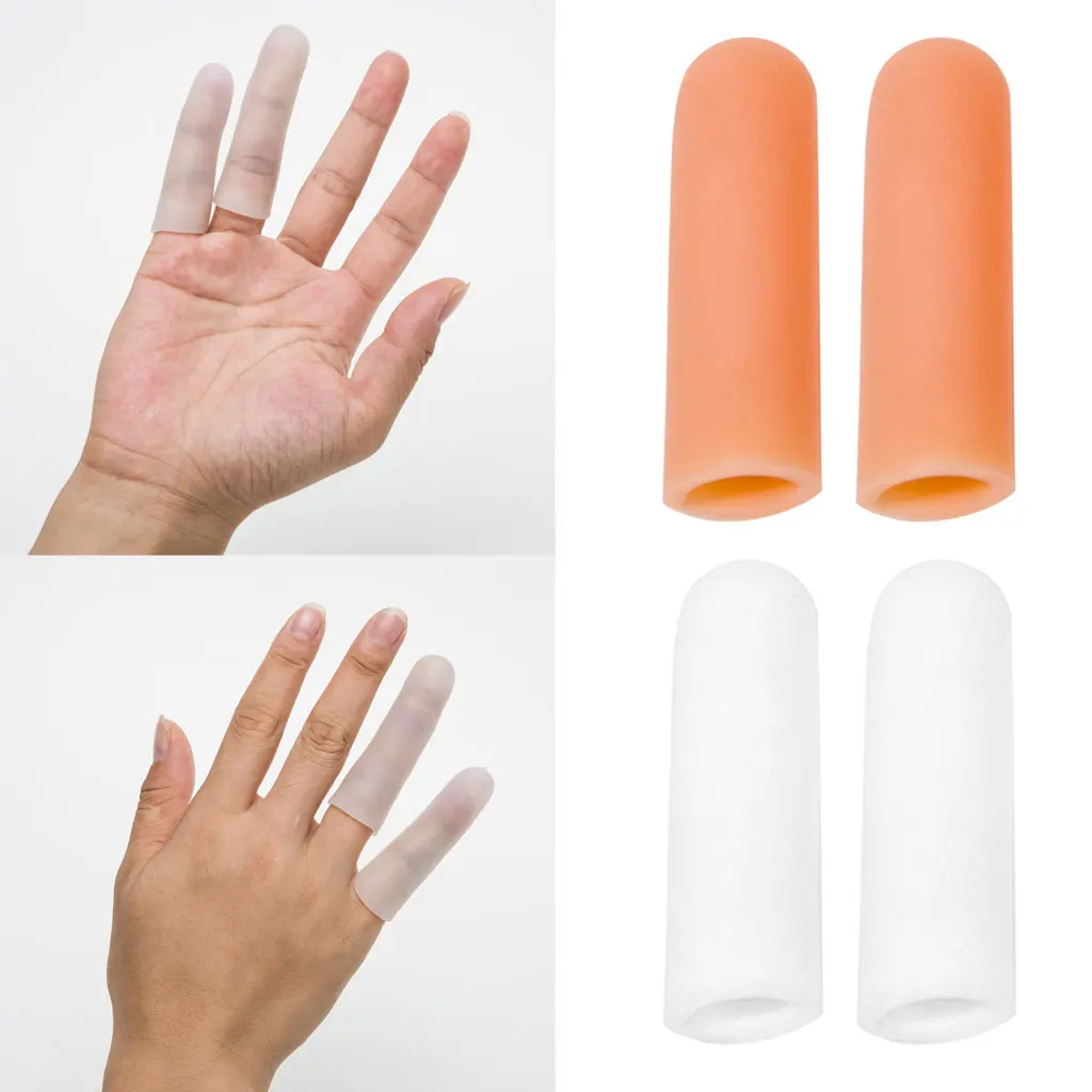 

2 Pairs Elastic Silicone Toe Finger Cap Cover Protective Splint Sleeves Tube for Cracked Fingertips or Injured Fingers
