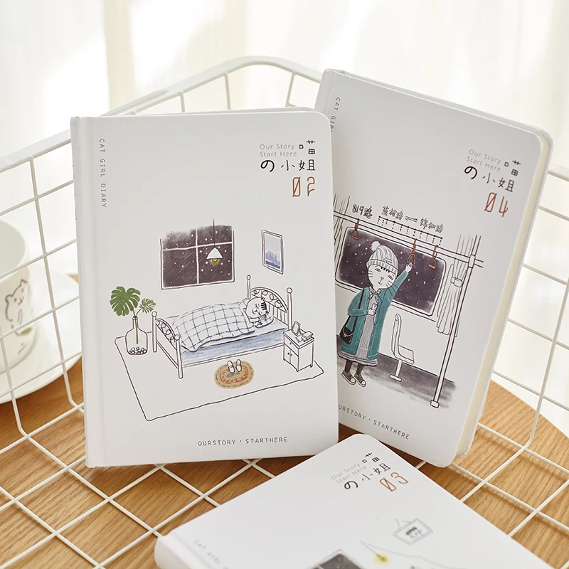 

New fashion cartoon creative Miss cat hardcover this coloring page notebook office billing notebook multi-function book