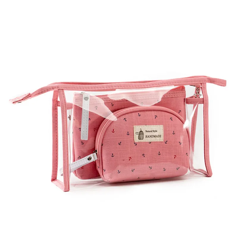 

Zipper Toiletry Bag Set 3 In 1 Travelling Supply Portable Waterproof Pastoral Style Canvas Makeup Bag Cosmetic Beauty Bag