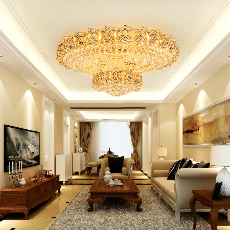 Us 558 0 American Crystal Ceiling Lights Fixture Led Modern Round Gold Ceiling Lamps Luxury Home Indoor Lighting 3 White Colors Dimmable In Ceiling