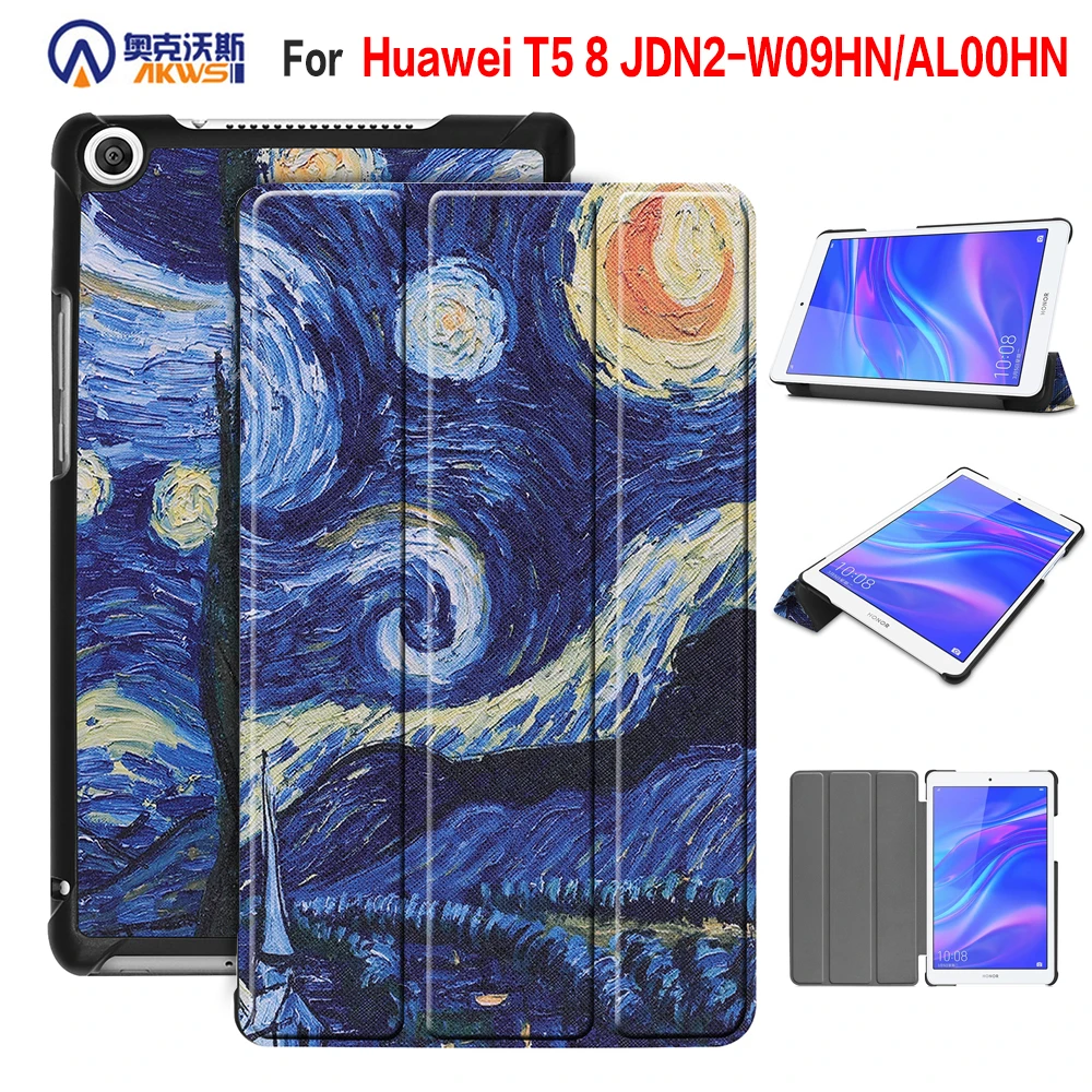 Ходунки ПУ Чехол для 2019 huawei Honor 5 Tab T5 8 ''Планшет тонкий чехол JDN2 W09HN/AL00HN дюймов защитная кожа + подарок|Чехлы