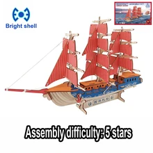 DIY arts and 3D ship Handmade Wooden Craft toys Party Arts Puzzles Model Decoration for children kid Toy Birthday Best Gift