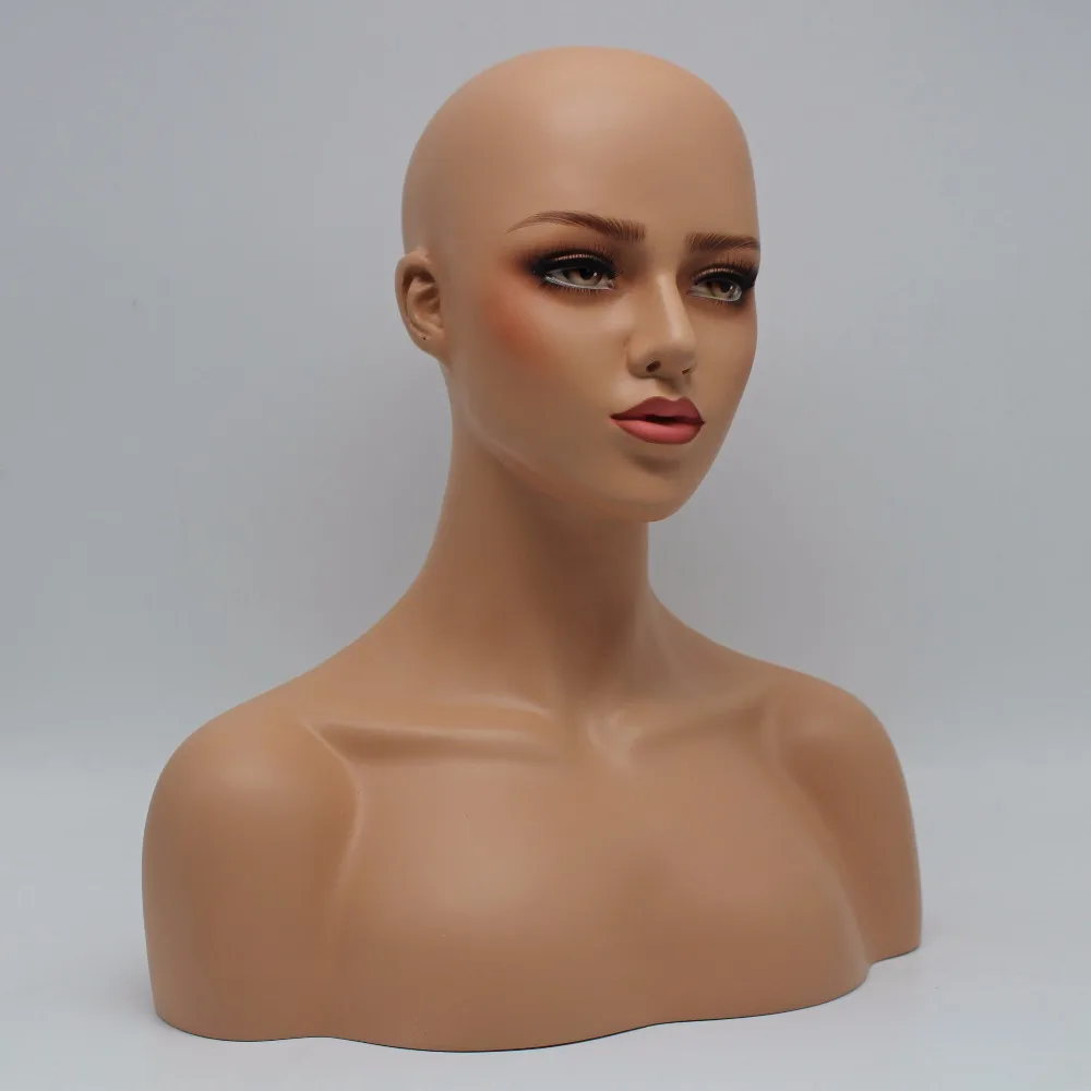 Женская Реалистичная Стекловолоконная голова манекена бюст для париков ювелирных изделий и шляп дисплей