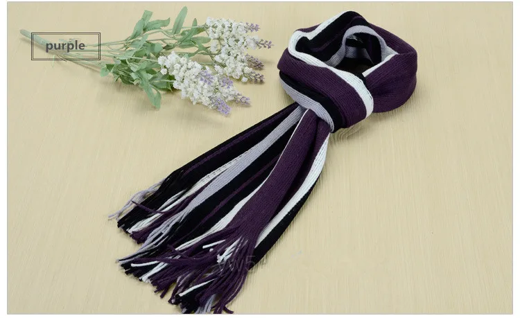 Зимний дизайнерский шарф, мужской полосатый хлопковый шарф, женский и мужской брендовый шарф, вязаный кашемировый полосатый шарф с кисточками