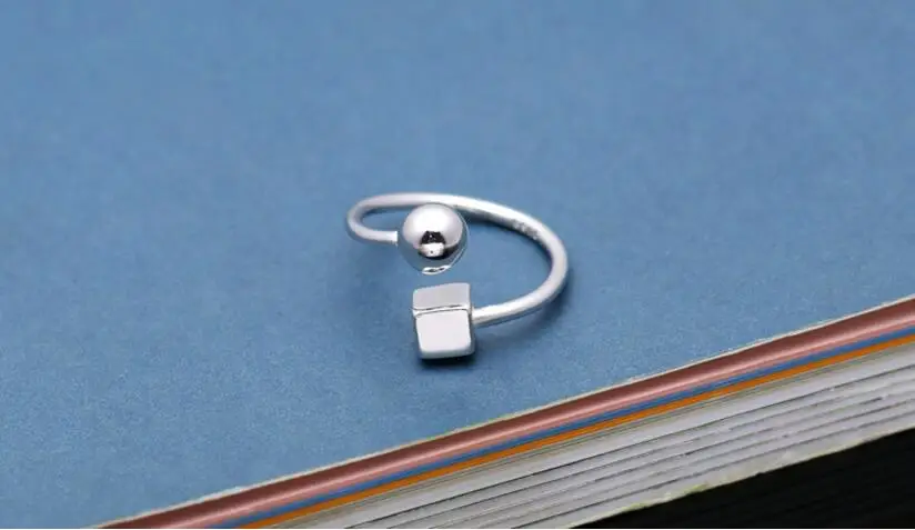 Anenjery индивидуальные 925 пробы серебряные кольца простые Геометрические Квадратные бусины открытие памятные кольца выпускников для женщин S-R291