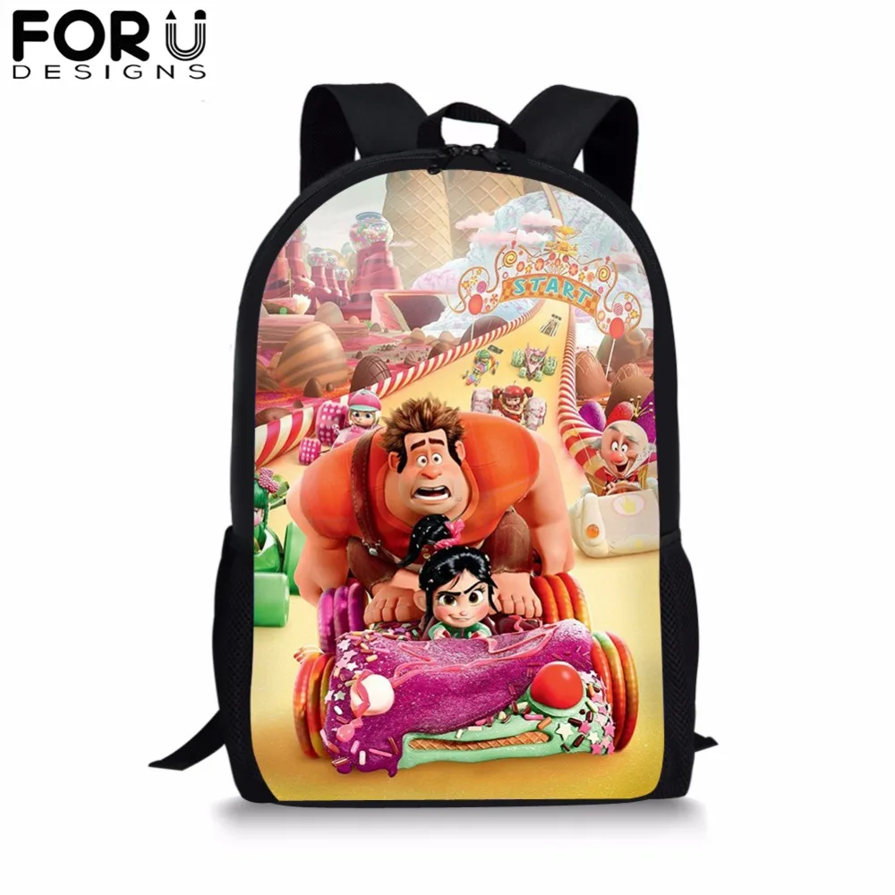 

FORUDESIGNS Wreck-It Ralph Cartoon Backpack Boy Girls School Bag Hot Primary Backpack School Bags for Kids Mochila Dropshipping