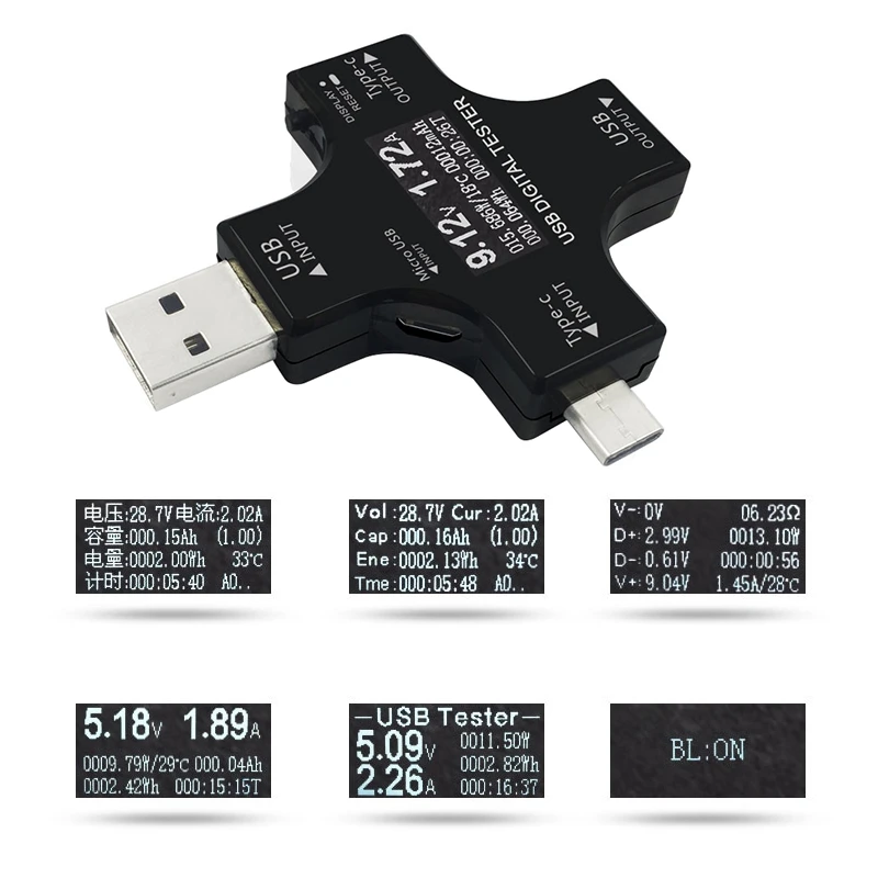 Тестер USB type-C pd цифровой вольтметр постоянного тока амперимор измеритель тока Амперметр детектор зарядное устройство индикатор