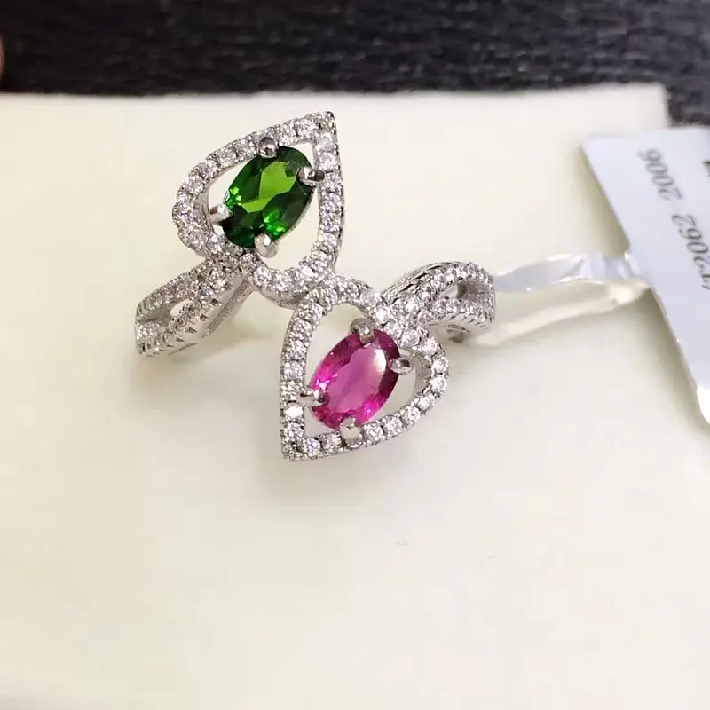 

2017 Qi Xuan_Trendy Jewelry_Tourmaline Stone Elegant Woman Rings_S925 Solid Sliver Fashion Rings_Manufacturer Directly Sales