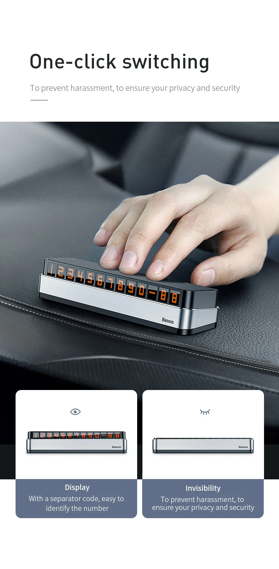 BASEUS Car Holder Temporary Parking Card Phone Number Card Plate Telephone Number Car Park Automobile Accessories Car-styling