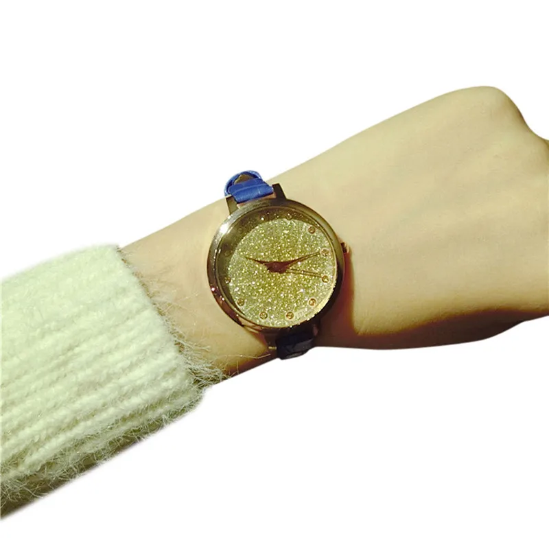 Elegant Simple Dress Women Ladies Watch Starry Trend Of Casual Temperament Simple Crystal Dial Thin Belt