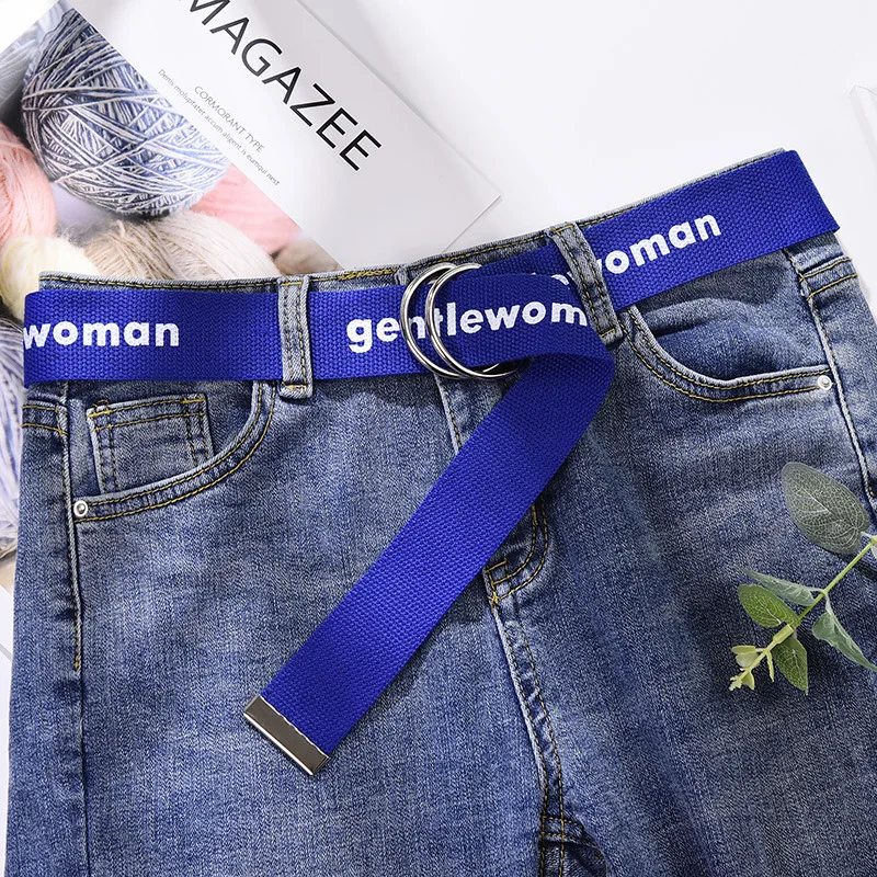 Printed Canvas Belt Double Ring D Button Lady Student Korean Version Canvas Belt For Men And Women B016