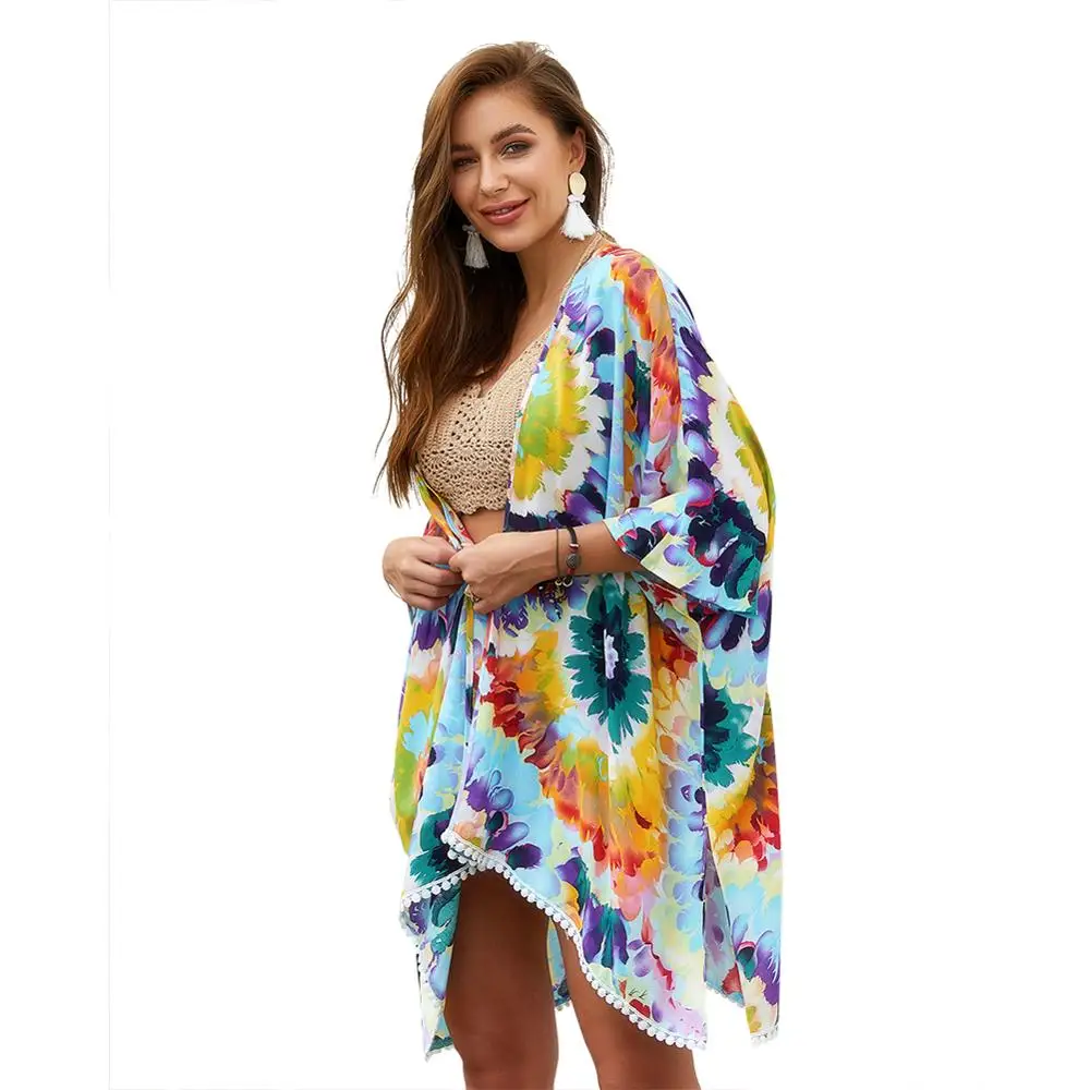

Bohemia Ethnic Wind Scarf Female Tassel Printing Large Shawl Spring Summer Travel Scarf Seaside Holiday Sunscreen Beach Towel