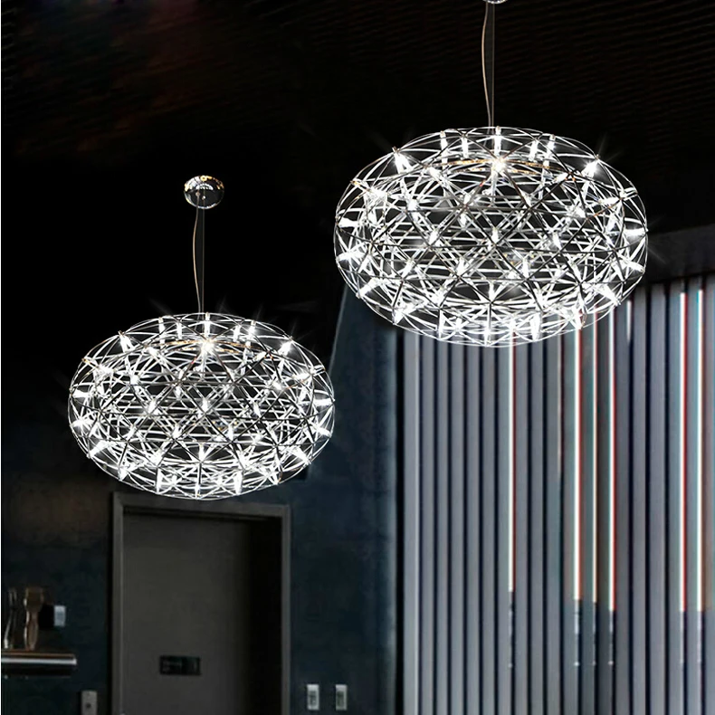 

Hot Sell Stainless Steel LED Pendant Lights Lamps Firework Flat Ball Shape Living Room Loft Lights Shops Lights110-240V