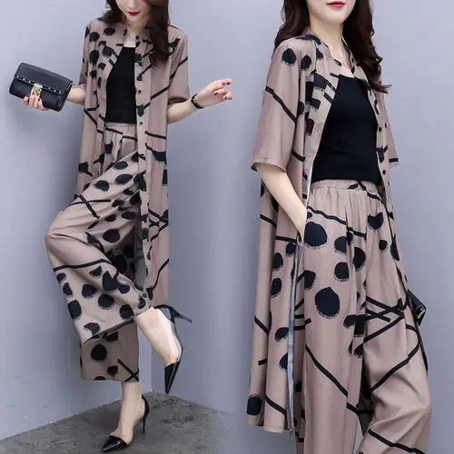 Xxxxl Women Clothes Plus Size Loose Wide Leg Pants Woman Sets Casual Printed Korean 2 Set 2019 Spring Twinset |
